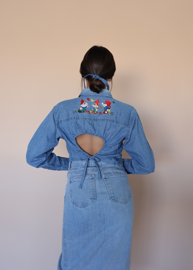 Cropped shirt open back (009)