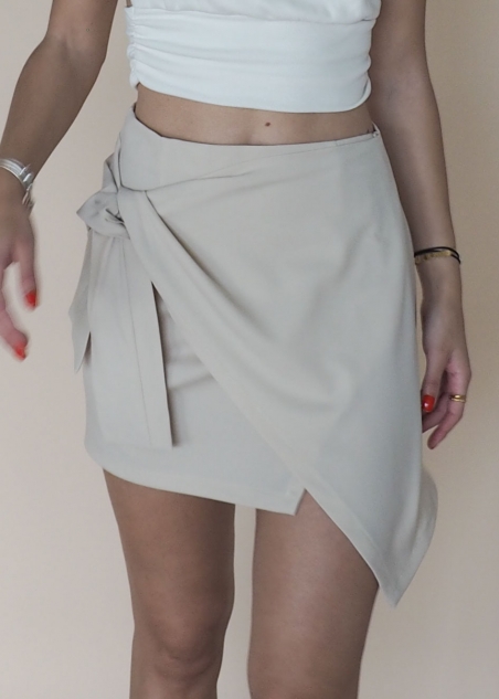 Asymmetric wool skirt