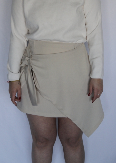 Asymmetric wool skirt